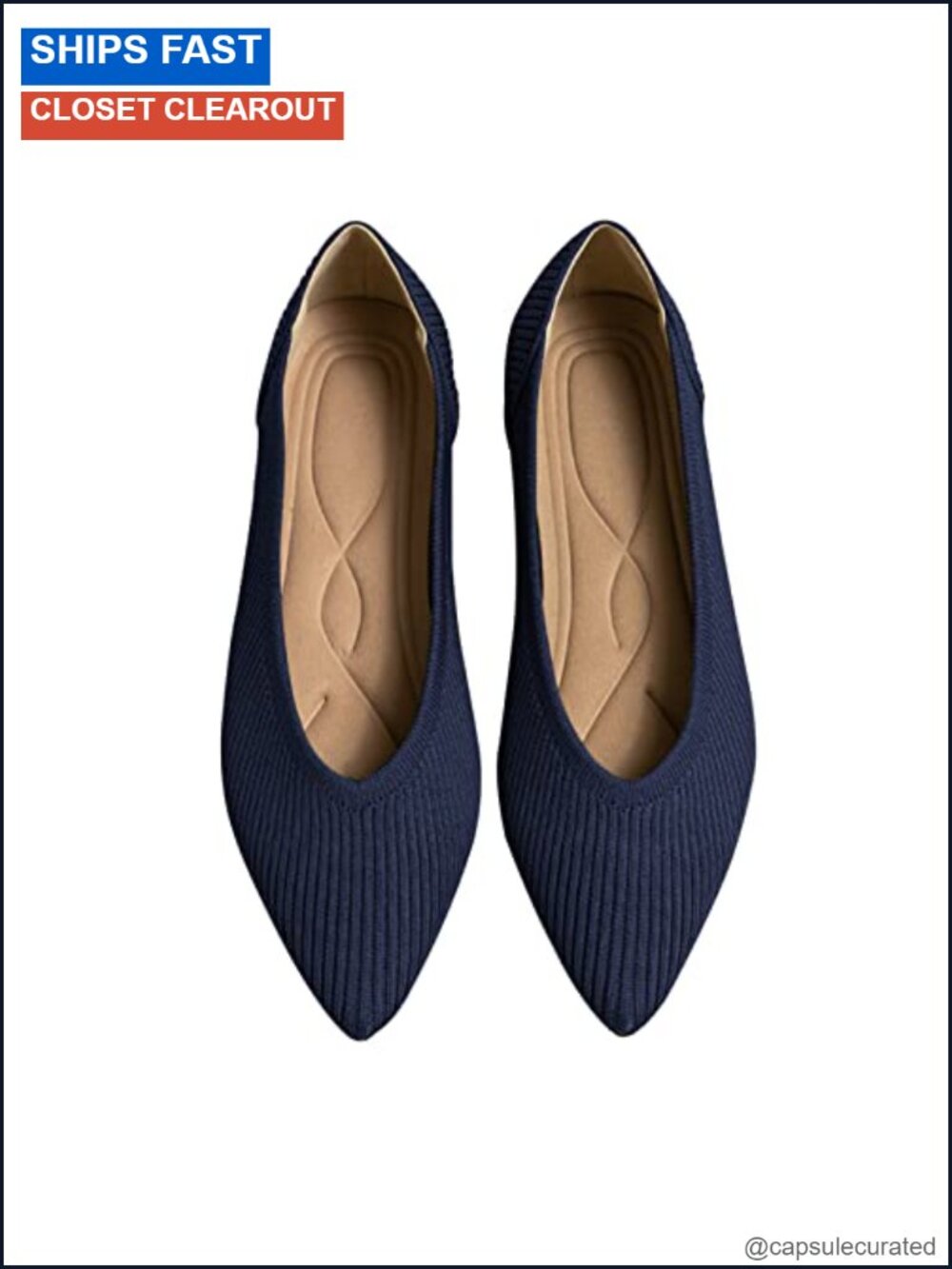 Women's Knit Pointed Toe Ballet Flats Slip On Memory Foam Comfort Dressy Shoes